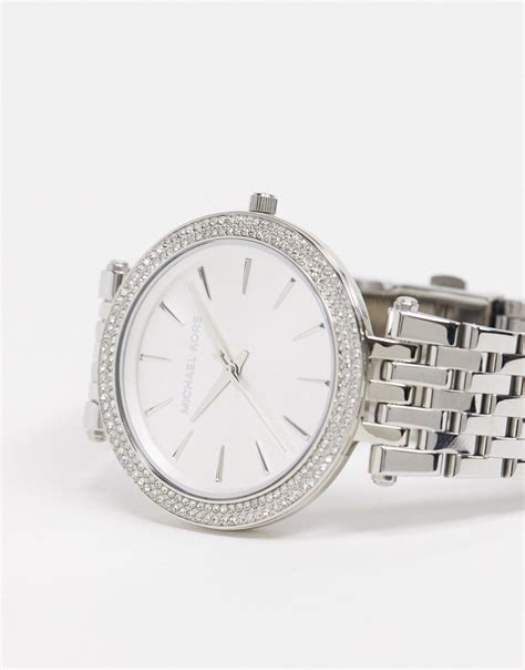 michael kors silver watch small face|michael kors silver diamond watch.